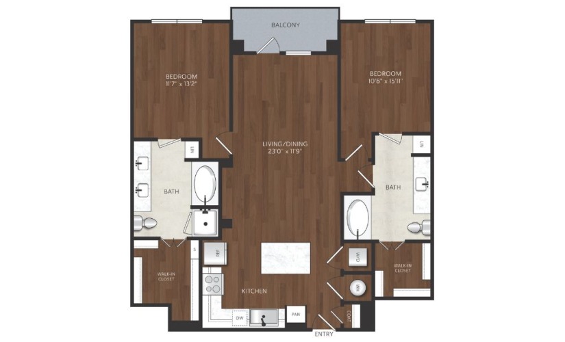 two bedroom two bath apartment