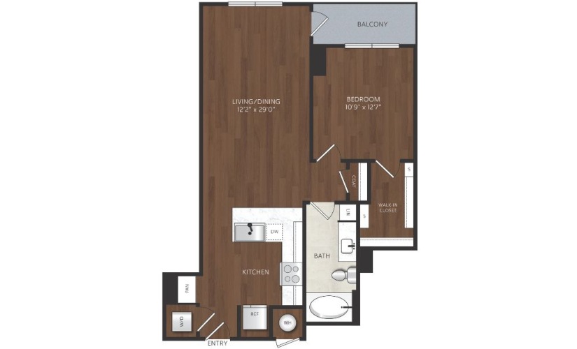 One bedroom apartment with balcony