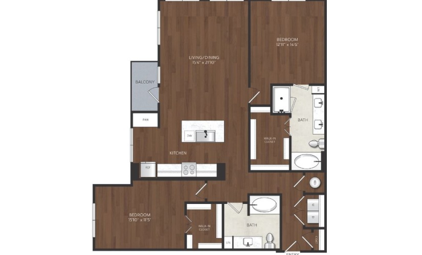 2 bedroom apartment with large living area