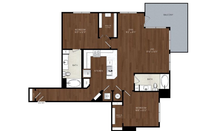 2 bedroom 2 bath apartment