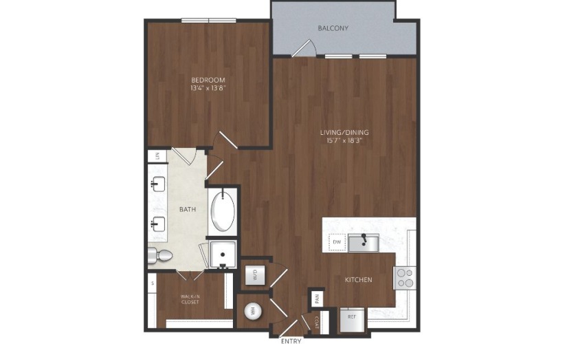 One bedroom apartment with one bathroom 