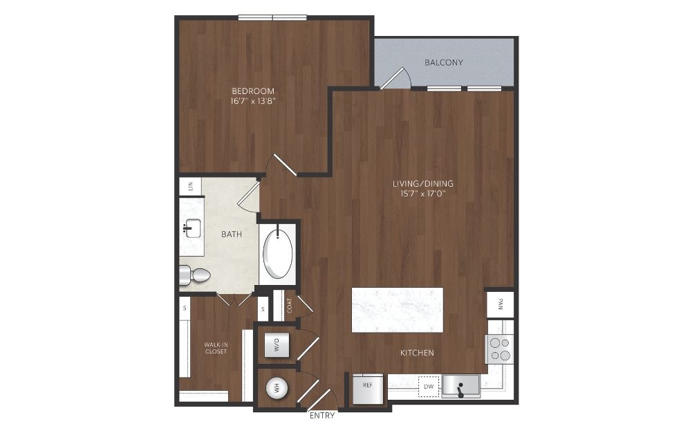 One bedroom apartment with balcony